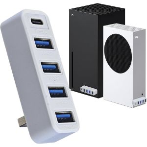 Hub Usb &Agrave; 5 Ports Pour Xbox Series X/S, Adaptateur De Charge D'Extension Avec 4 Ports Usb 2.0 + 1 Port De Type C 3.0 Pour Xbox Series S/X, Plug And Play, Blanc[Z1967] - Neuf