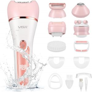 Oayew-&Eacute;pilateur Visage Femme, 6 En 1 Epilateur Electrique Femme Sans Fil, Affichage Led Rechargeable, Rasoir &Eacute;lectrique Sec Et Humide Avec Brosse Exfoliante, Brosse De Nettoyage, T&ecirc;te De Massage - Neuf