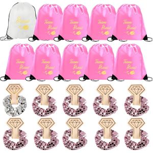 Acdsgd-Jga Team Bride Lot De 20 Sacs De Gym Avec &Eacute;lastiques &Agrave; Cheveux, Accessoires Pour Enterrement De Vie De Jeune Fille, Accessoires De F&ecirc;te De Mariage, Sac &Agrave; Dos Pour Femme Avec Cordon De Serrage - Neuf