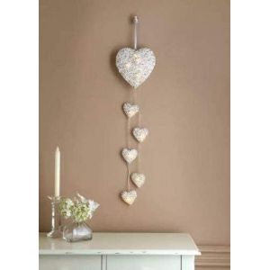 KAL-Rustique Shabby Chic 6X Tenture Coeurs En Osier Guirlande Led Lumières À Piles Coeurs Rotin Stickers Muraux Pour Le Festival Accessoires Décoration - Neuf