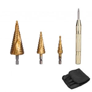 XYONG Forets etages en acier rapide, fraises a rainures helicoidales avec poincon central 4-32 mm - Neuf