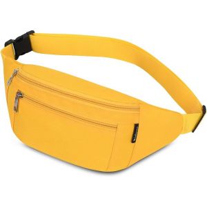 KALANKA-Sac Banane, Sac à la Taille Ceinture de Course Homme Femme Sac Sacoche Banane Sac à Dos Sac Poitrine Etanche Réglable pour Cyclisme Gym Balade Escalade Voyage Randonnée Vacances (Jaune) - Neuf