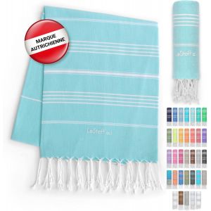 Serviette De Plage-100% Coton Bio,95 X 180 Cm,Prélavé,Absorbant,Séchage Rapide,Fouta Hammam,Serviette De Bain,Serviette De Voyage,Drap De Plage,Fouta De Sauna,Bleu (Aigue-Marine) - Neuf
