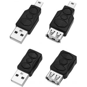 KALANKA-Lot de 4 adaptateurs USB 2.0 vers mini USB mâle vers mini USB femelle - Prend en charge le transfert de données 5 V 2 A 480 Mbps - Convient pour les ordinateurs portables et tablettes - Neuf