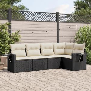 Prolenta Premium - Salon De Jardin 5 Pcs Avec Coussins Noir R&eacute;sine Tress&eacute;e - Neuf