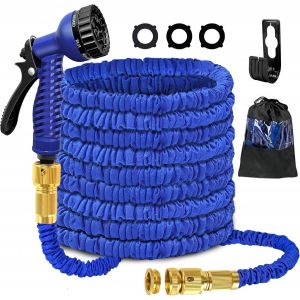 NouvelHorizonstore-Tuyau d'arrosage flexible extensible de 15 m avec buse de pulv&eacute;risation 7 fonctions, 3 tuyaux d'arrosage extensibles durables avec connecteurs en laiton anti-fuite de 1,9 cm et 1,2 - Neuf