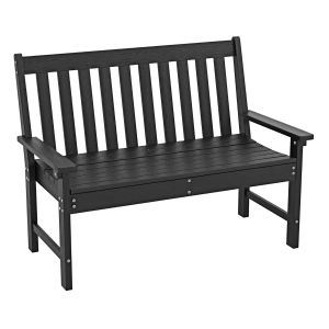 Banc De Jardin 132 X 65 X 91 Cm Charge 320 Kg Assise Confortable En Hdpe Noir Helloshop26 20_0010548 - Neuf