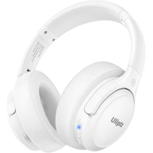 LORANKA-Casque Bluetooth 5.3 avec microphone, 65 heures d'&eacute;coute, 6 modes d'&eacute;galisation sonore, st&eacute;r&eacute;o Hi-Fi sans fil, supra-auriculaire, pliable et l&eacute;ger pour voyages/bureau/t&eacute;l&eacute;phone portable, blan - Neuf