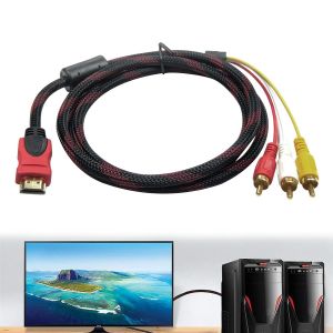 ERYI-Rca Hdmi, Hdmi To Rca 1080P 1,5 Mètres Câble Hdmi Rca Audio Vidéo Avec Connecteurs Plaqué Or Haute Définition Mâle M/M Adaptateur Pour Hdtv Dvd - Neuf