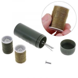 1set Portable Mini Kit De Couture Cylindre Boîtier Voyage Avec Fils Aiguilles Artisanat Couture Boîte Set Vert Armée - Neuf