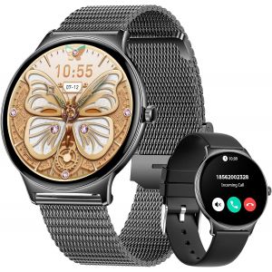 Shou-Montre Connectée Femme Avec Appel Bluetooth,Smartwatch Ip68 Avec Fonction Féminine,Fitness Activity Tracker 120+ Modes Sport/Fréquence Cardiaque/Sommeil/Spo2 Montre Connectée Pour Android Ios - Neuf