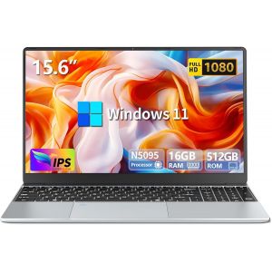 CHECARZHN--NO1-Ordinateur Portable 15,6 Pouces, Win 11 Pc Portable 16Go Lpddr4 Ram 512Go Ssd, 180°Flip 1080P Écran Laptop, Celeron N5095 Cpu, Clavier Rétro-Éclairé/Déverrouillage Empreinte, Webcam+Bt - Neuf