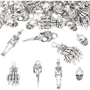 Kal-Pcs 4 Styles M&eacute;tal Squelette Cr&acirc;ne Main Griffes Charme T&ecirc;te D'oiseau Squelette Pendentif Alliage Corbeau Corbeau Cr&acirc;ne Charmes Style Tib&eacute;tain Pendentifs Pour Porte-Cl&eacute;s Collier - Neuf