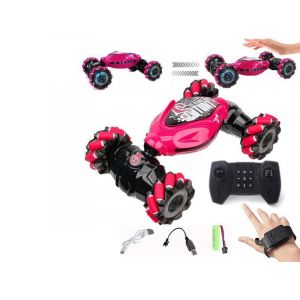 Voiture de course t&eacute;l&eacute;command&eacute;e 4 roues motrices avec capteur de gestes, rouge, pour enfants - Neuf