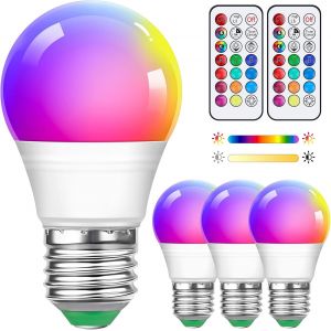 4 Pack Ampoules Led Edison Multicolores À Intensité Variable A50 5 W Avec Télécommande, Culot E27 À Vis, Changement De Couleur, Rgb+ Blanc Chaud, Idéales Pour L'éclairage Quotidien Et D - Neuf