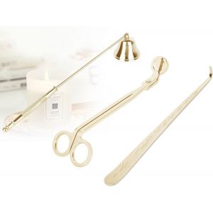 3 En 1 Candle Wick Trimmer Set Accessoires D'outils De Bougie Avec Une Coupe De Mèche Wick Dipper Candle Snuffer Pour Les Amateurs De Bougies (Or) - Neuf