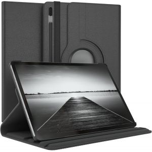 &Eacute;tui Pour Tablette Samsung Galaxy Tab S7 Fe / 5g Housse De Protection Smart Cover Support Rotatif Pochette Pliante 360&deg; Pivotante Avec Fonction Stand Cuir Synth&eacute;tique Noir - Neuf