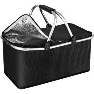 Ulteronixshop-Panier &agrave; provisions pliable 30 l - Grand panier de pique-nique pliable - Sac de voyage pratique avec deux poign&eacute;es rembourr&eacute;es - Pour voyage, pique-nique, shopping, cadeau - Neuf