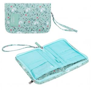 HJLIAN Portefeuille de voyage multi-usages, porte-passeport, organiseur pour cartes, billets, argent (vert) - Neuf