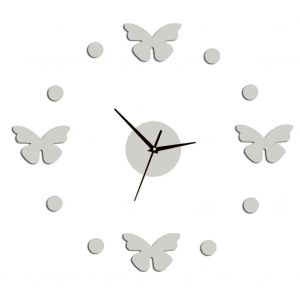 HJLIAN Horloge murale moderne sans cadre, grande horloge 3D sans tic-tac pour salon, argent - Neuf