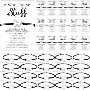 Lot De 12 Bracelets De Remerciement Réglables Avec Cartes De Remerciement - Bracelets D'amitié Personnalisés Pour Collègues, Employés Et Enseignants - Neuf