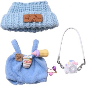 KALANKA-Look décontracté Mignon vêtements de Style pour poupées Porte-clés Vinyl Plush Toy, avec Bonnet en Tricot & Salopette en Peluche & décoration d'appareil Photo, Accessoires pour Tenues Viny - Neuf