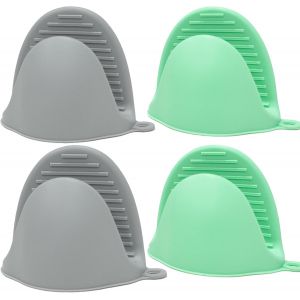 Kal-Lot De 2 Paires De Gants De Four En Silicone Avec Poignée Pour Grille-Pain, Mini Maniques, Gants De Cuisine, Gants Résistants À La Chaleur Pour La Cuisine, La Pâtisserie, Le Barbecue (Gris Et - Neuf