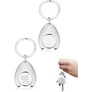 KAL-Chariots De Courses Porte-Clés - 2 Pcs Porte-Clés Pour Chariots Détachable, Jeton Caddie, Universel Puce Pour Caddie, Chariots Motif Pour Porte-Clés De Voiture Pour La Plupart Des Caddies - Neuf