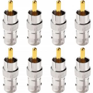 8 Pi&egrave;ces Adaptateur BNC Femelle &agrave; RCA M&acirc;le,M&eacute;tal Prise BNC Femelle vers Fiche M&acirc;le RCA Phono pour CCTV Cam&eacute;ra,Plaqu&eacute; Or - Neuf