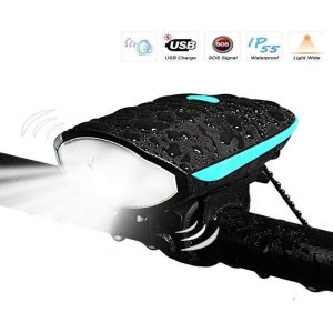 &Eacute;clairage De V&eacute;lo Rechargeable Avec Klaxon, &Eacute;clairage De V&eacute;lo &Eacute;tanche, 3 Modes, 5 Sons, Chargement Usb - Neuf