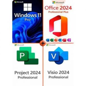 Pack Windows 11 Pro + Office 2024 + Visio 2024 + Project 2024 (NOUVEAU) - Livraison 2H par email - Neuf