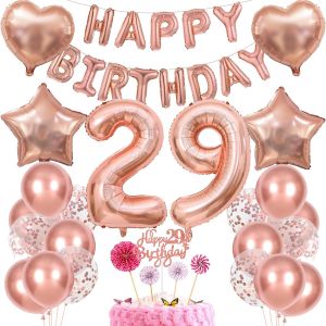 D&eacute;coration 29E Anniversaire Femme G&acirc;teau D&eacute;coration 29 Anniversaire Femme D&eacute;coration Cadeau Pour 29E Anniversaire Femme Or Rose Anniversaire 29 Femme 29 Ans Anniversaire D&eacute;coration Ballon 29 Annivers - Neuf