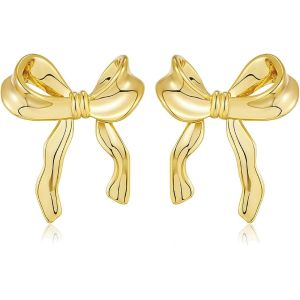 Kal-Boucles D'oreilles &Agrave; Noeud, Boucles D'oreilles Tendance En Forme De Noeud, Aiguille En Argent 925 Boucles D'oreilles &Agrave; Noeud En Argent Dor&eacute;, Boucles D'oreilles &Agrave; Clous En Ruban - Neuf