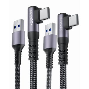 Ayu-2pack Câbles Usb C Android Auto Kabel 90 Degrés 10gbit/S Données Usb 3.1 Gen 2 Type C Qc3.0 3.1a Usb A Vers C Charge Pour Iphone 15 Pro Max Samsung Note20 Galaxy S23/S22/21 Tab S9 Pixel 8 1m/3.3f - Neuf