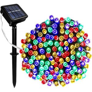 KAL-Guirlande Solaire Exterieur, Étanche Solaire Lumière 12 Mètre 8 Modes 100 Led Guirlande Solaire Lumière Pour Jardin Patio Arbres Clôture Mariage Noël Décorations - Neuf