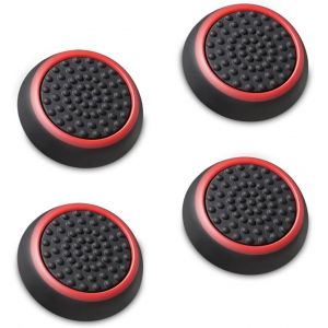 Capuchons De Rechange Pour Manettes Ps4/Ps3 (Lot De 4) - Protection Du Pouce En Silicone - Xbox One/One S - Xbox 360 - Nintendo 4 (Noir/Rouge) - Neuf