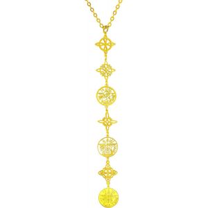 Kal-Collier Pour Femme Avec Pendentif Long Symboles Spirituels, N?ud De Sorcière, Tétragramme, 7 Chakras, Yoga, Reiki, Méditation, Amulette - Neuf
