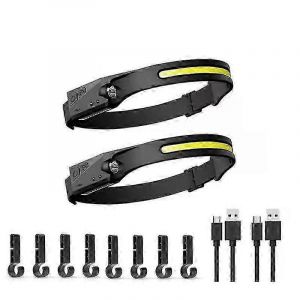 Lampe Frontale Rechargeable Usb 230 Lm Avec Détecteur De Mouvement, 5 Modes, Mains Libres, Pour Activités De Plein Air (Lot De 2)-Avec 8 Boutons - Neuf