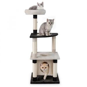 Arbre À Chat Multi-Niveaux 122,5 Cm Costway, Poteaux Et Panneau À Griffer En Sisal, Plateforme, Perchoir Rembourré, Condo Et Trou - Neuf