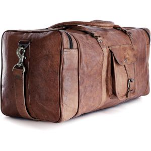 acdsgd-Sacs de sport en cuir , grands sacs carr&eacute;s de voyage pour la salle de sport, pour un week-end, sac en cuir pour hommes et femmes par KPL, marron, 24"" (61 cm) - Neuf