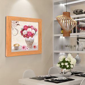 Cadre photo decoratif en bois massif, amovible, peinture a l'huile, decoration murale, couleur palissandre, 40 x 40 cm - Neuf