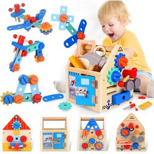 ERYI-Caisse A Outil Enfant En Bois, Boîte À Outils Jouets 32 Pièces, Jouets De Construction Montessori Outils Enfant 2 3 4 Ans, Jouet En Bois Boite A Outils Enfant Pour Cadeau Noël - Neuf