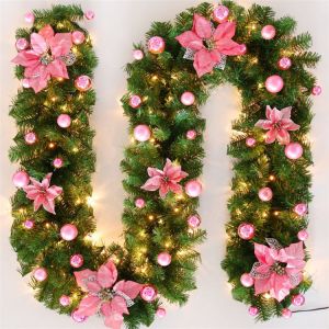 Guirlande de Noël - Fleur artificielle en rotin de Noël de 2,7 m - Neuf