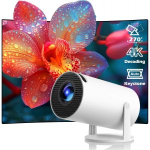 ChenQuanSarl-Projecteur Video 4K - Videoprojecteur Portable Android 11 Wifi 6 Bt 5.0, Mini Projecteur 1080P Fhd Correction Automatique Du Trapèze Vertical 270° Rotation Supporté Pour Téléphone/Hdmi/U - Neuf