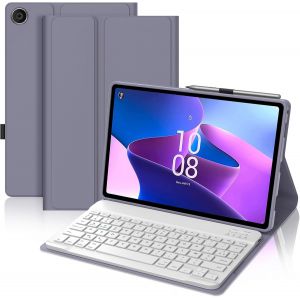 Coque Clavier Pour Lenovo Tab M10 3e G&eacute;n 10.1 Pouces, Azerty Fran&ccedil;ais Housse Clavier Bluetooth Magn&eacute;tique D&eacute;tachable Avec Porte Crayon Pour Tablette Lenovo Tab M10 3eme G&eacute;n 10.1"" 2022, Violet - Neuf