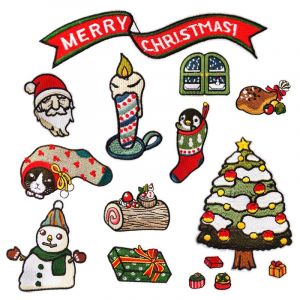 Lot de 15 patchs thermocollants brodés Noël pour bricolage, décorations de Noël, sapins de Noël, bas de Noël, patchs, Père Noël, vêtements, décorations et cadeaux-Noël DIY - Neuf