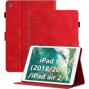 Coque Pour Ipad 6ème/5ème Génération Version 9.7 Pouces 2018/2017, Étui Pour Ipad Air 1/2, Avec Fine Folio Protecteur Tablette Housse De Protection En Cuir Pu Avec Support, Noir - Neuf
