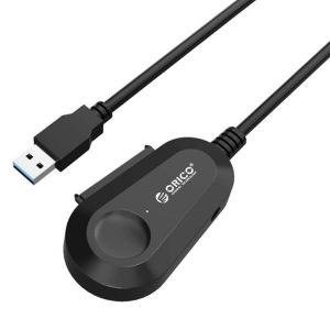 Câble adaptateur USB 3.0 vers SATA pour disque dur/SSD 2,5 pouces avec câble intégré et prise en charge d'alimentation 12 V - Neuf