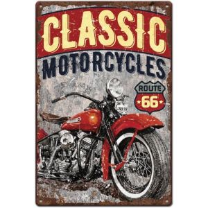Plaque Metal Vintage Pour Motos Classiques Plaque Decorative Metal Rouge Vintage Pour Motos Grotte D'Homme Plaque Murale Decorative D'Art Mural En Fer Panneau Deco Vintage - Neuf