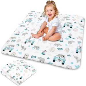 Tapis D'eveil Chambre Bebe - Matelas De Sol Enfant Pour Eveil Jeux Au De Parc Tapis En Coton Et Epais Pour B&eacute;b&eacute; Et Enfants 100 Cm Certificat Oeko-Tex Safari - Neuf